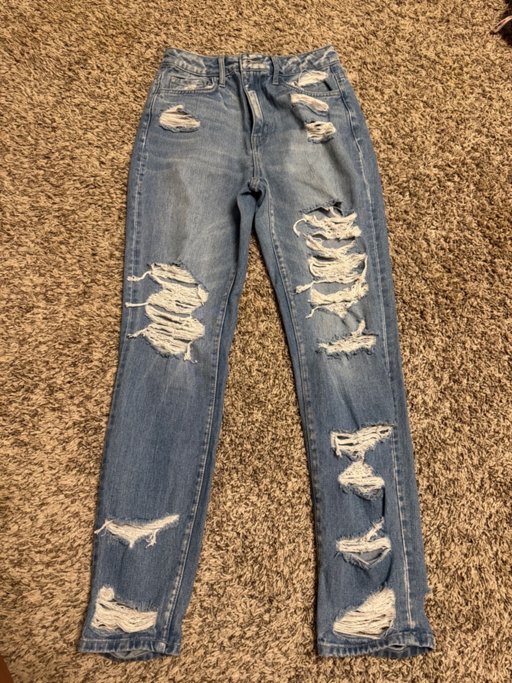 Flying Monkey Light Blue Ripped Skinny Jeans